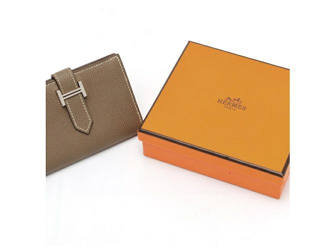Tarjetero Mini Bearn de Hermès en Gris Etoupe Gris pardo - vista 7