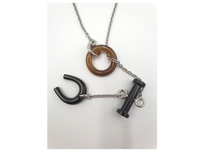 Hermès Collana Metallica Mobile Equestre, Corno di Bufalo Marrone chiaro Marrone scuro - vista 2
