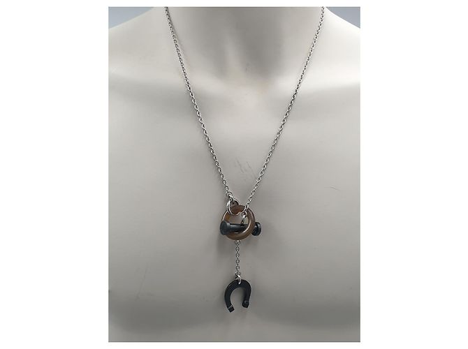 Hermès Collana Metallica Mobile Equestre, Corno di Bufalo Marrone chiaro Marrone scuro - vista 4