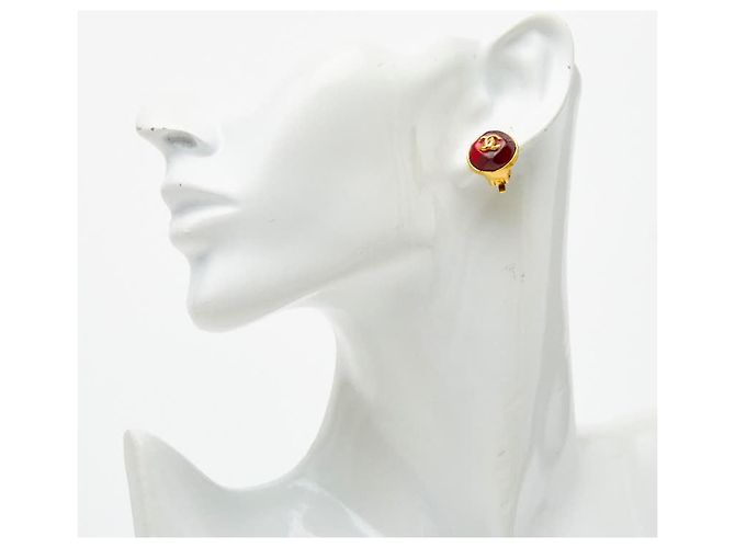 Brincos Chanel Coco Mark Gripoix Vermelho Dourado - vista 5