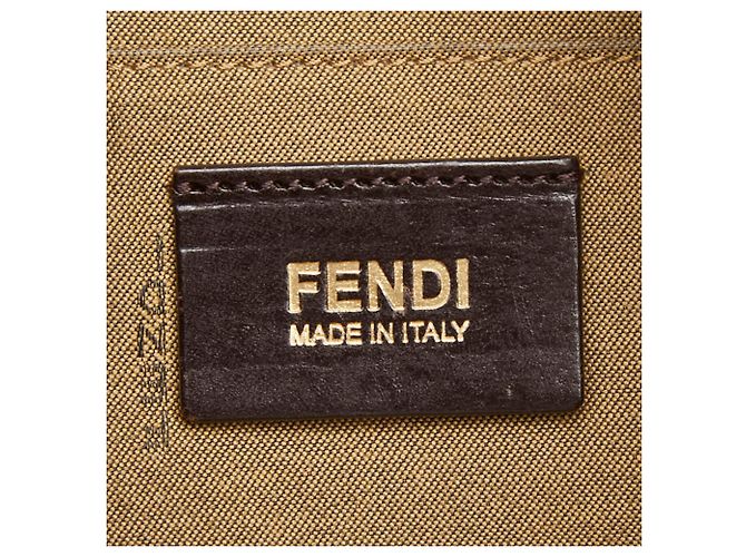 Borsa a tracolla in tela e pelle marrone Zucca di Fendi - vista 11
