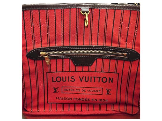 Borsa tote Louis Vuitton Neverfull PM Damier Ebene Marrone - vista 13