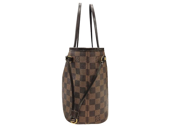 Borsa tote Louis Vuitton Neverfull PM Damier Ebene Marrone - vista 3
