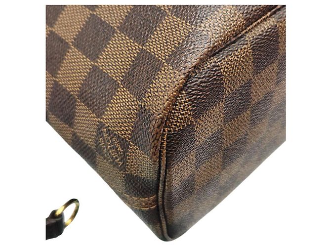 Borsa tote Louis Vuitton Neverfull PM Damier Ebene Marrone - vista 9