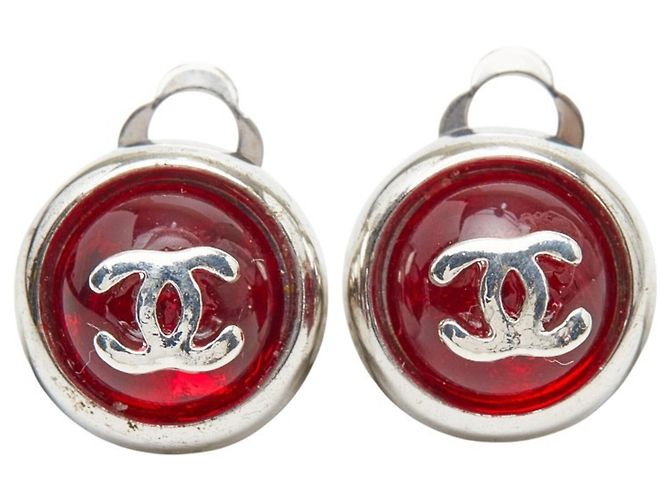 Timeless Orecchini a clip rotondi Coco Mark di Chanel Argento Rosso - vista 2