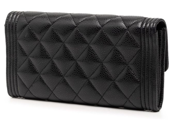 Portafoglio Lungo Boy Chanel in Pelle Caviar Nera Nero - vista 2
