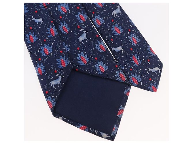 Hermès Corbata de Seda Azul HERMES Auth 174887 - vista 10