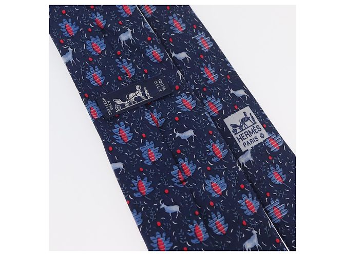 Hermès Corbata de Seda Azul HERMES Auth 174887 - vista 11