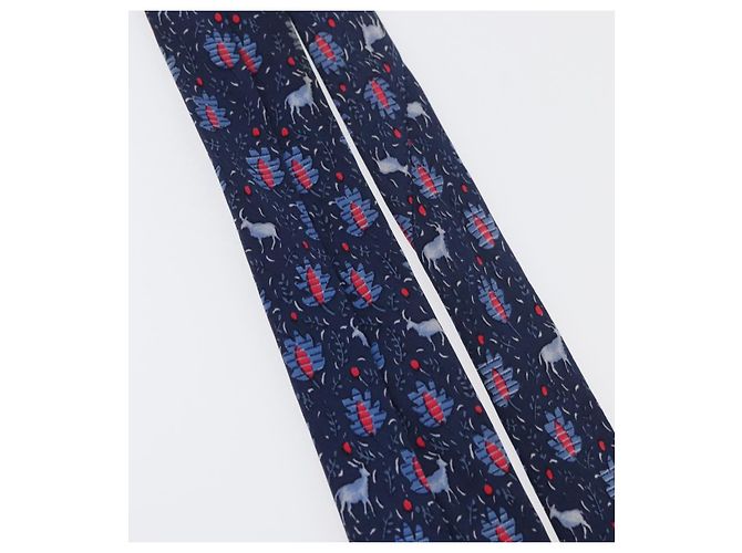 Hermès Corbata de Seda Azul HERMES Auth 174887 - vista 13