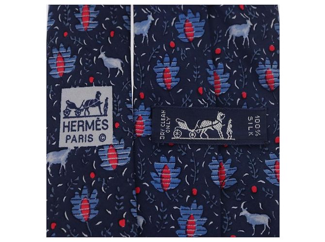 Hermès Corbata de Seda Azul HERMES Auth 174887 - vista 15