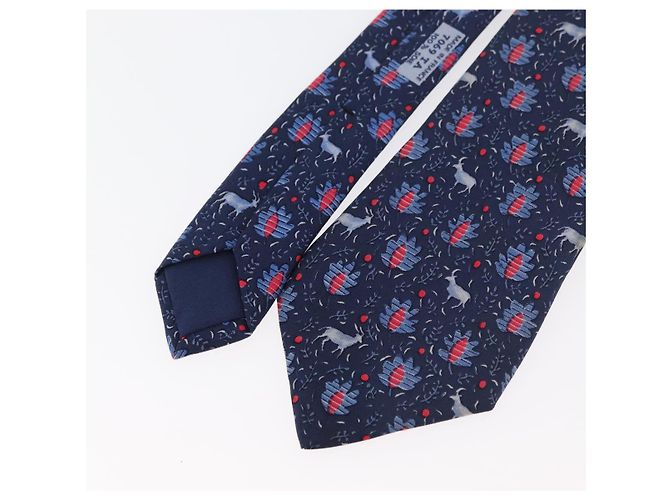 Hermès Corbata de Seda Azul HERMES Auth 174887 - vista 3