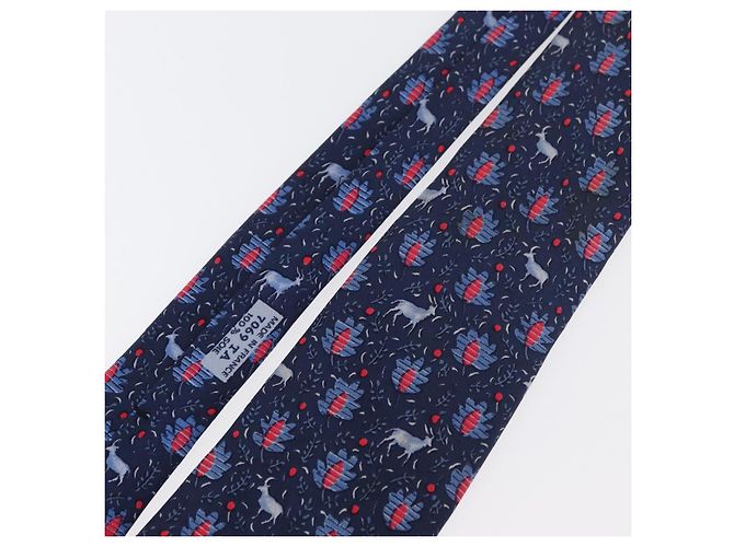 Hermès Corbata de Seda Azul HERMES Auth 174887 - vista 4