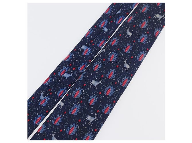 Hermès Corbata de Seda Azul HERMES Auth 174887 - vista 5