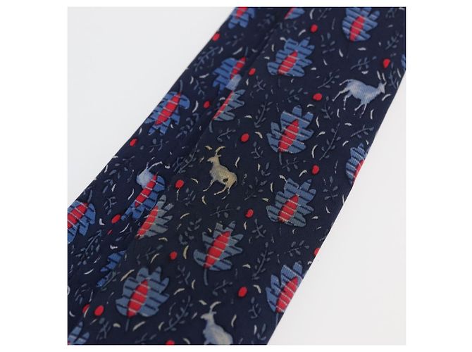 Hermès Corbata de Seda Azul HERMES Auth 174887 - vista 8