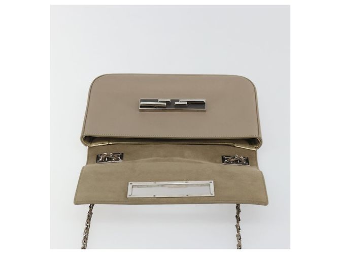 FENDI Chain Trebuquette Schultertasche aus Leder Beige Silber Authentisch ka3885A - Ansicht 15