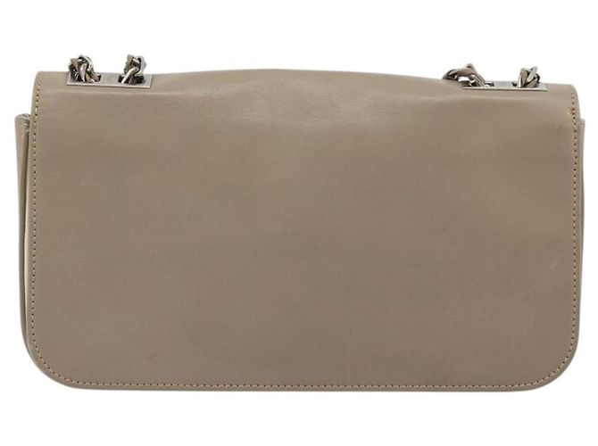 FENDI Chain Trebuquette Schultertasche aus Leder Beige Silber Authentisch ka3885A - Ansicht 3
