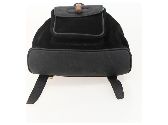 Bamboo Mochila de Bambú GUCCI Ante Negro Dorado 003 1998 0030 Auth YKZ1078 - vista 11