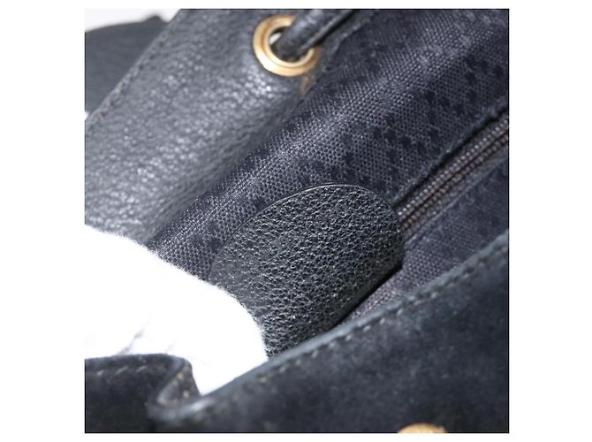 Bamboo Mochila de Bambú GUCCI Ante Negro Dorado 003 1998 0030 Auth YKZ1078 - vista 24