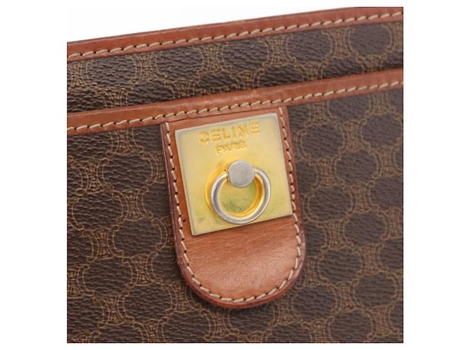 Céline Clutch in tela Macadam CELINE in pelle PVC marrone oro Auth 176026 D'oro - vista 13