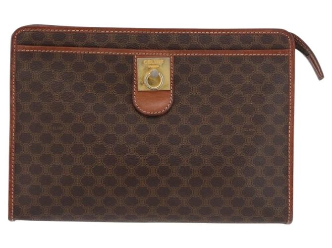 Céline Clutch in tela Macadam CELINE in pelle PVC marrone oro Auth 176026 D'oro - vista 2
