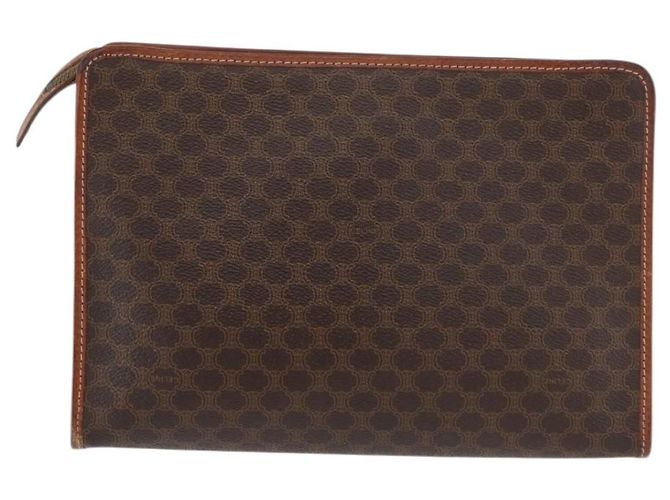 Céline Clutch in tela Macadam CELINE in pelle PVC marrone oro Auth 176026 D'oro - vista 3