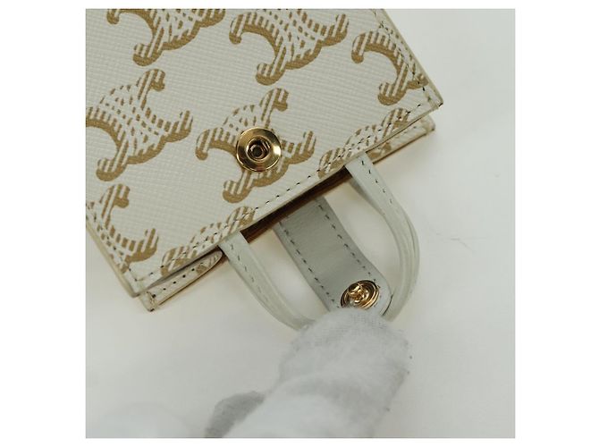 Céline Charm per borsa in tela Macadam Micro Vertical CELINE PVC Bianco Oro Auth 175660M D'oro - vista 13