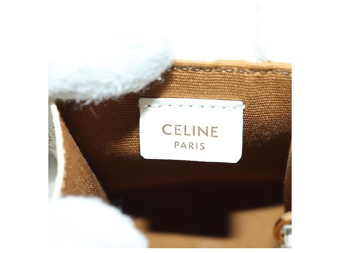 Céline Charm per borsa in tela Macadam Micro Vertical CELINE PVC Bianco Oro Auth 175660M D'oro - vista 15