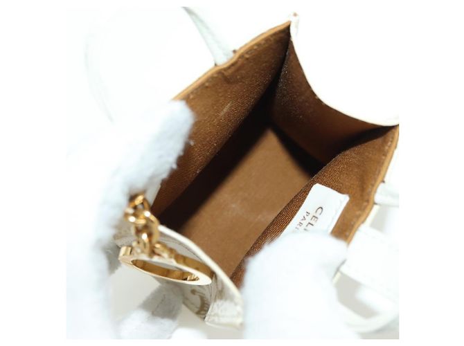 Céline Charm per borsa in tela Macadam Micro Vertical CELINE PVC Bianco Oro Auth 175660M D'oro - vista 16