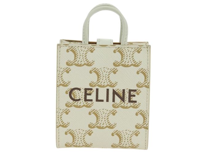 Céline Charm per borsa in tela Macadam Micro Vertical CELINE PVC Bianco Oro Auth 175660M D'oro - vista 2
