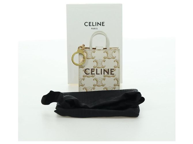 Céline Charm per borsa in tela Macadam Micro Vertical CELINE PVC Bianco Oro Auth 175660M D'oro - vista 20