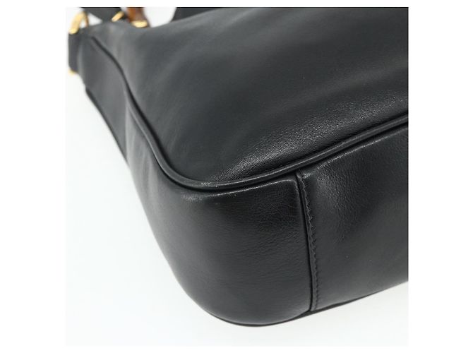 Borsa a Spalla in Pelle Gucci Bamboo 2way Nera Oro Auth 175954 Nero D'oro - vista 13
