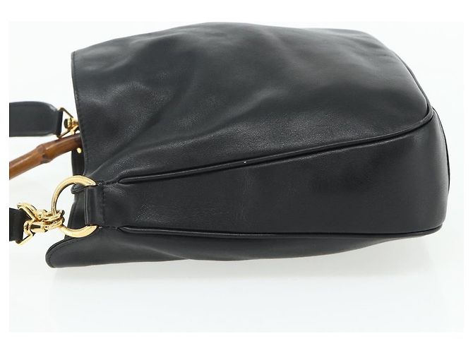 Borsa a Spalla in Pelle Gucci Bamboo 2way Nera Oro Auth 175954 Nero D'oro - vista 4