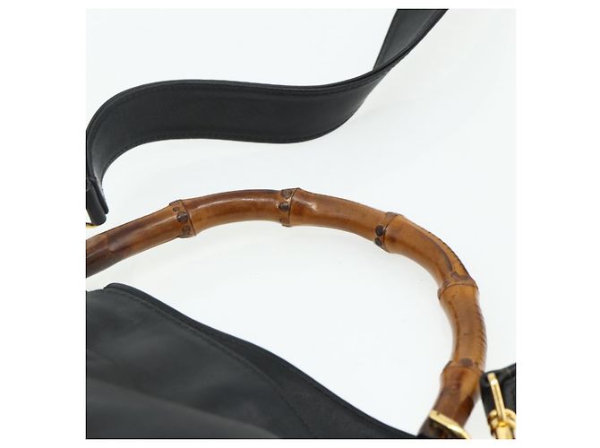 Borsa a Spalla in Pelle Gucci Bamboo 2way Nera Oro Auth 175954 Nero D'oro - vista 8