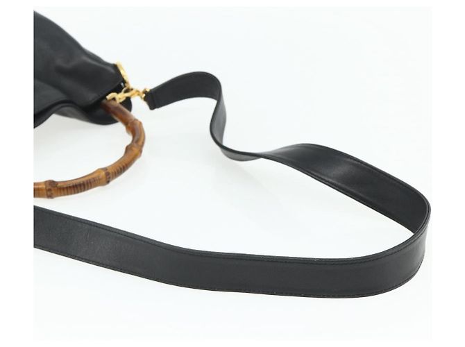 Borsa a Spalla in Pelle Gucci Bamboo 2way Nera Oro Auth 175954 Nero D'oro - vista 9