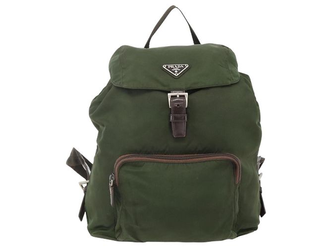 Zaino PRADA in nylon verde Auth 174836 - vista 13