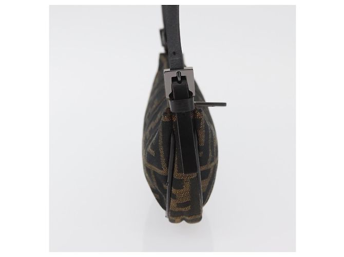 FENDI Zucca Canvas Accessory Pouch Brown Black Auth mr2395A - view 5