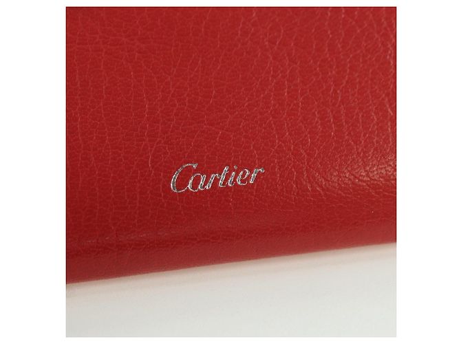 Cartier Estuche para tarjetas de cuero burdeos Auth am11308V - vista 12