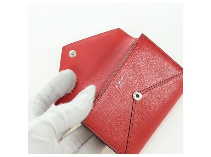 Cartier Estuche para tarjetas de cuero burdeos Auth am11308V - vista 13