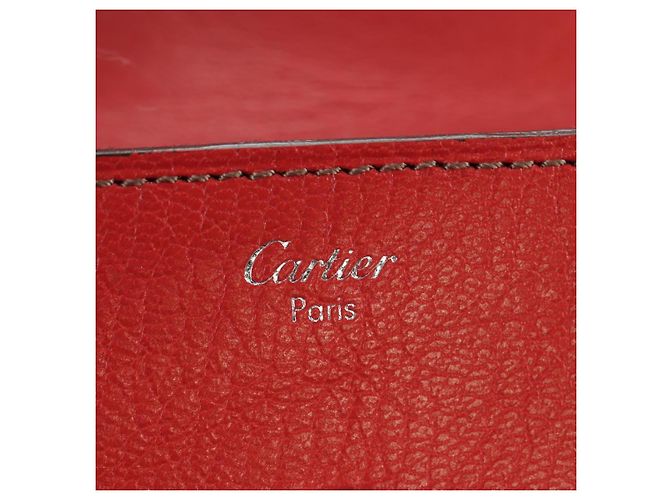 Cartier Estuche para tarjetas de cuero burdeos Auth am11308V - vista 14