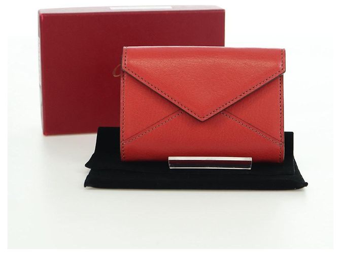 Cartier Estuche para tarjetas de cuero burdeos Auth am11308V - vista 21