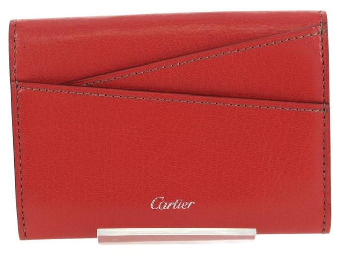 Cartier Estuche para tarjetas de cuero burdeos Auth am11308V - vista 3