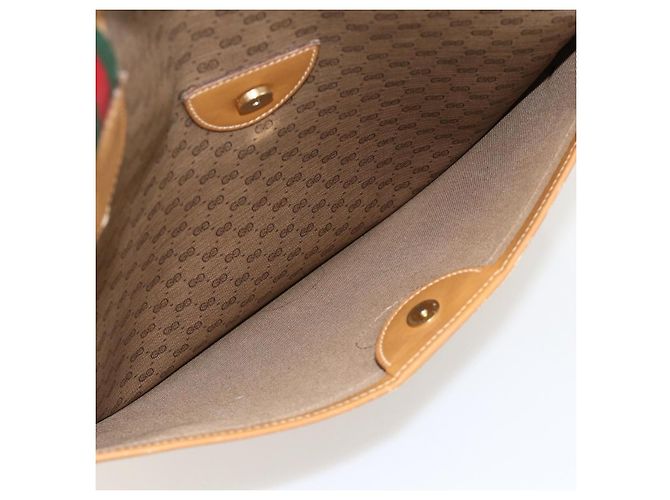 Sac Sherry Line en PVC Beige Micro GG Supreme Web de GUCCI 002 39 0163 Auth 175708 Doré - vue 20