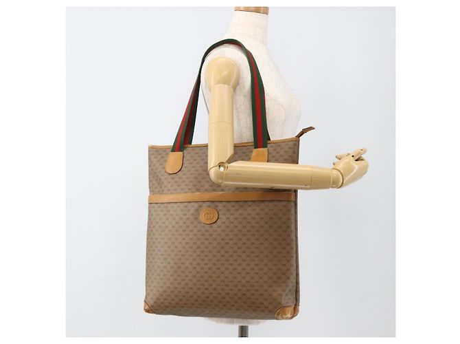Sac Sherry Line en PVC Beige Micro GG Supreme Web de GUCCI 002 39 0163 Auth 175708 Doré - vue 22