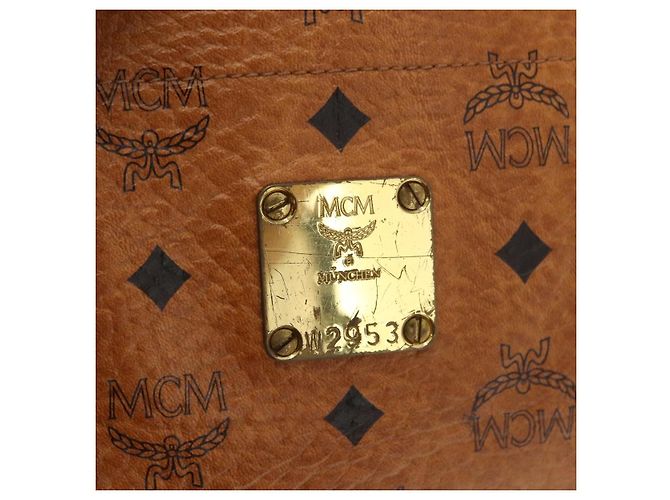 Borsa Tote Vicetos Logogram MCM in pelle PVC marrone oro Auth BA12112 D'oro - vista 15