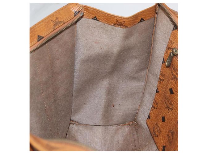 Borsa Tote Vicetos Logogram MCM in pelle PVC marrone oro Auth BA12112 D'oro - vista 19