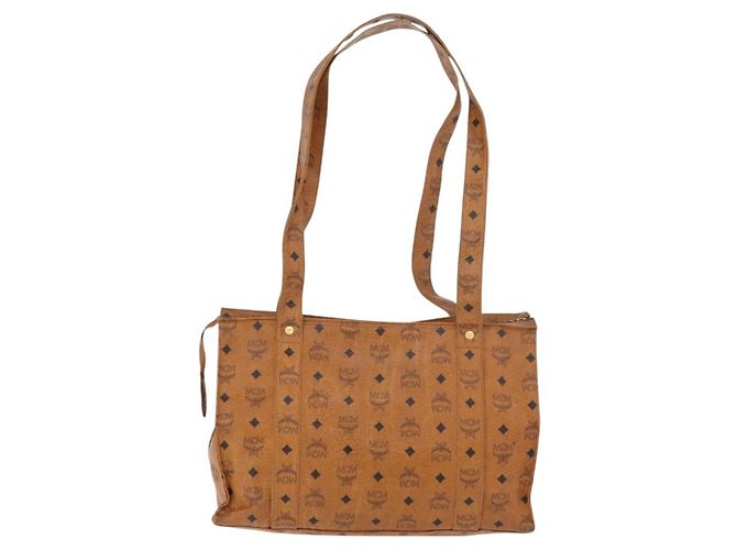 Borsa Tote Vicetos Logogram MCM in pelle PVC marrone oro Auth BA12112 D'oro - vista 3