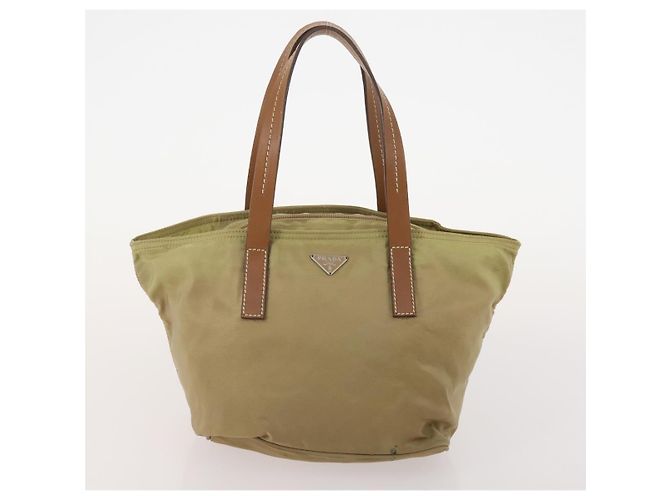 PRADA Borsa a mano in nylon 5 pezzi Beige Verde Auth 174981 - vista 17