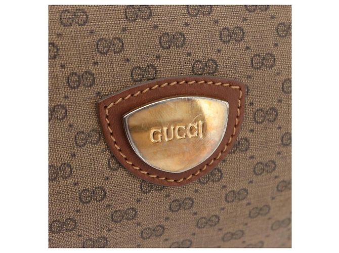 Gucci Borsa a Spalla Micro GG Supreme PVC Beige Oro 001 067 0445 Auth ka3932 D'oro - vista 14