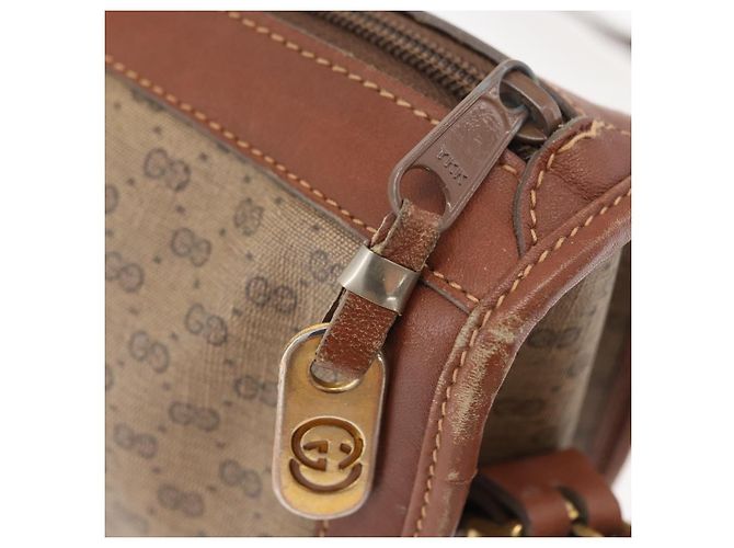 Gucci Borsa a Spalla Micro GG Supreme PVC Beige Oro 001 067 0445 Auth ka3932 D'oro - vista 15