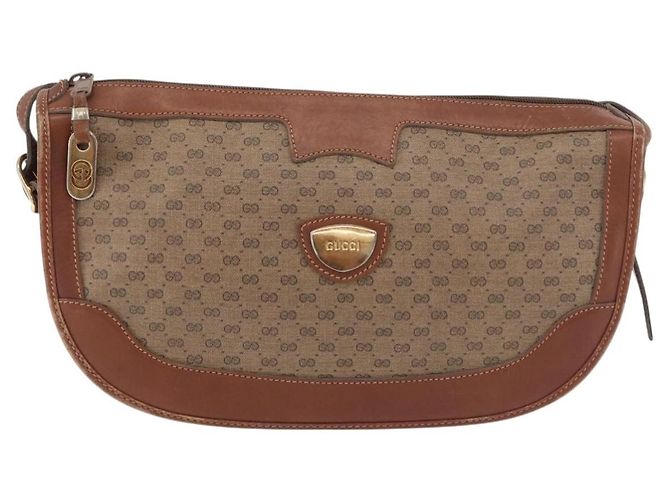 Gucci Borsa a Spalla Micro GG Supreme PVC Beige Oro 001 067 0445 Auth ka3932 D'oro - vista 2